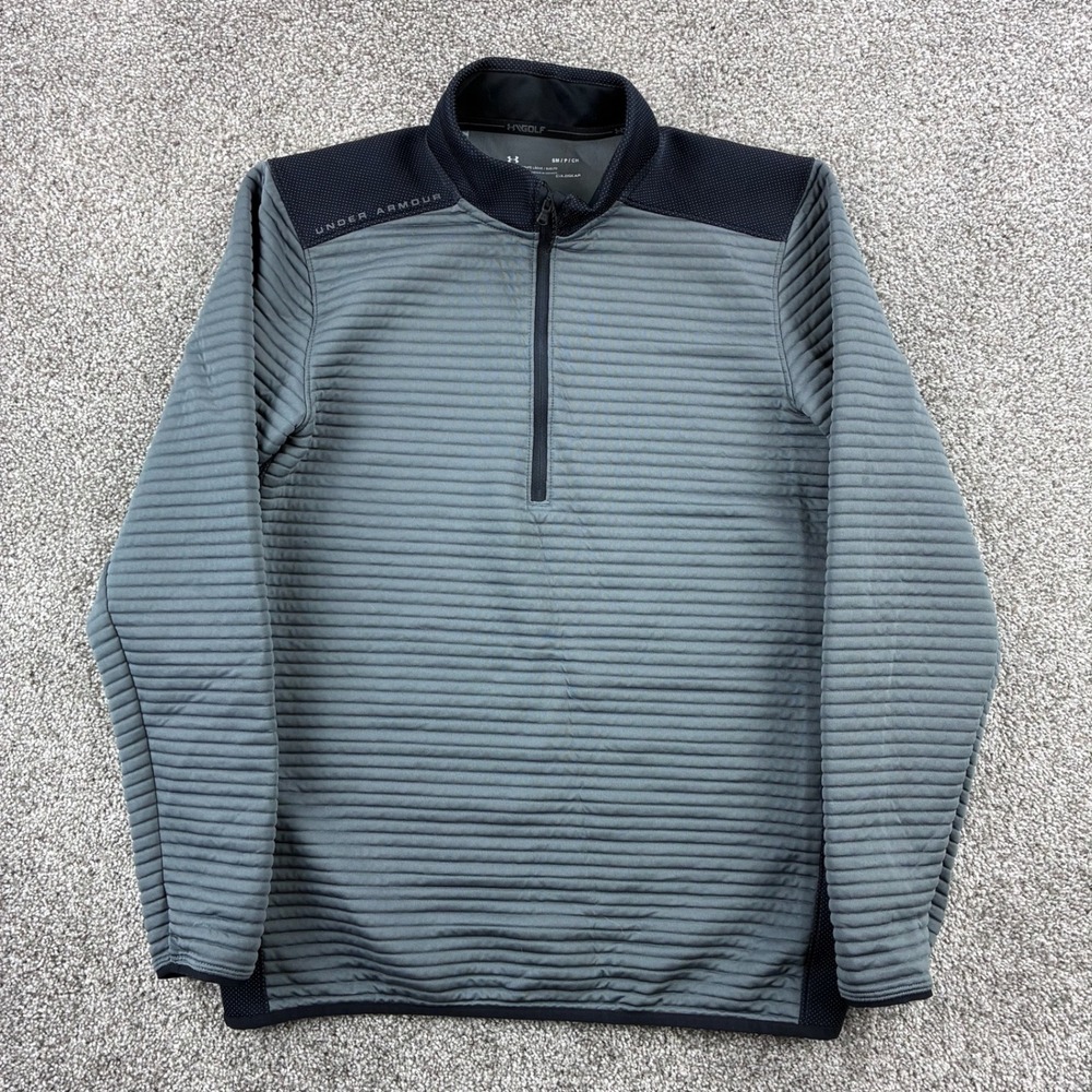 Under Armour UA Golf 1/4 Zip Pullover Mens Small Gray ColdGear Ribbed Top